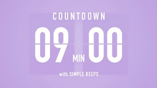 9 Min Countdown Flip Clock Timer  Simple Beeps 🫐 🔔 [upl. by Eyaf]