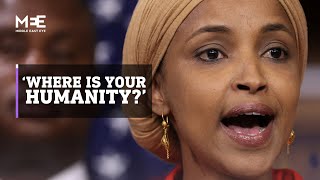 Where is your humanity US Representative Ilhan Omar calls for Gaza ceasefire [upl. by Atilrahc]