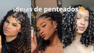 Ideias de penteados para cabelosonduladoscacheados ♡✨️ [upl. by Marcile]