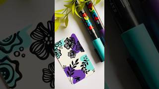 Quick florals with POSCA Markers  Easy Art Art for Beginner  MINI Art  Drawing for beginners💜🩵 [upl. by Akirre]