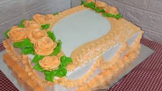 How to decorate a Sheet cake with boild icing and rose flowers piping  Chochon cakes [upl. by Nnylharas949]