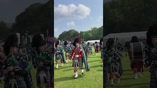 drummajor leads Ballater pipeband marchingband playing at 2024 lonachgathering amp Games shorts [upl. by Yduj904]