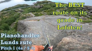 The BEST route on its grade in Lofoten  Pianohandler Lunds rute pitch 1  4a  54 [upl. by Teik]