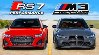 Audi RS7 Performance v BMW M3 DRAG RACE [upl. by Ethbinium]