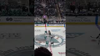 Celebrini’s first NHL puck drop nhl sharks sanjosesharks celebrini teamteal hockey [upl. by Ahsirt177]