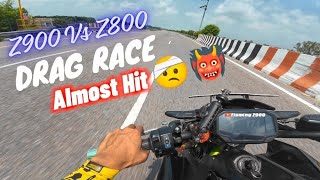 Drag Race Gone Wrong😰💔  Z800 VS Z900 Faceoff ⚠️🚨 Lucknows Safest Road❤️🚨 RedlineZ800 [upl. by Rebmak]