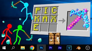 Stickman vs Minecraft Cartoon  CRAFTING DIAMOND PICKAXE in Minecraft Stick Man Animation [upl. by Kenti]