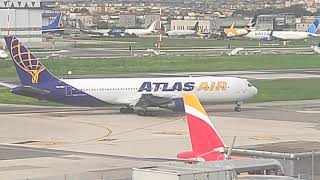 Atlas Air Boeing 76738EER  Landing and Taxi  Naples Capodichino Airport  RWY 24 LIRN [upl. by Spanos]