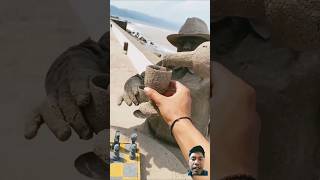 GELAS TERBUAT DARI PASIRsculpture sandartist funny sandartistindia memes kavyatheartist beach [upl. by Christy]