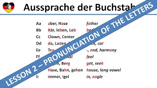 Pronunciation of the Letters  German Lesson 2  Complete A1B1 Course  Aussprache Buchstaben [upl. by Downey]