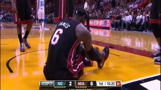 LeBron James Twists His Ankle vs Hornets  102612 [upl. by Amikan991]