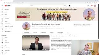 Neuer YoutubeKanal Eine bessere Rente für alle Generationen [upl. by Esinehc]