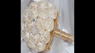 1 DIY How to make Your Own Brooch Bridal Bouquet Fabric Flowers No Wires Easy [upl. by Percy]