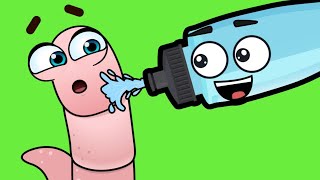 Drink more Water Herman the Worm  Silly Healthy Habits Songs by Papa Joels English [upl. by Anilec29]