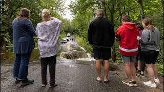 CAUGHT ON CAMERA Washed out road has Ontario residents trapped [upl. by Viddah]