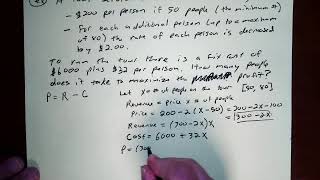 Calc  Optimization Economics involving Example Maximizing Profit [upl. by Ennylcaj]