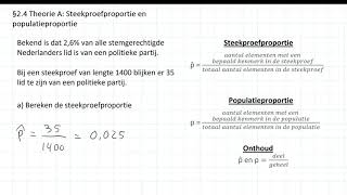 Steekproefproportie en populatieproportie HAVO wiskunde A amp VWO wiskunde AC [upl. by Anaytat]