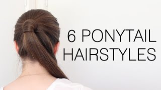 6 Quick and Easy Ponytail Hairstyles for School [upl. by Lebbie]