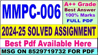 MMPC 006 solved assignment 202425  mmpc 006 solved assignment 2025  ignou MBA mmpc6 2025 [upl. by Llerrit]