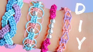 DIY friendship bracelets 4 EASY stackable arm candy projects [upl. by Drofniw]