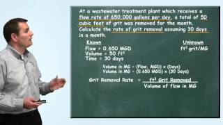 Problem Solved Grit Removal Rate Problem  Wastewater Math [upl. by Koralle]