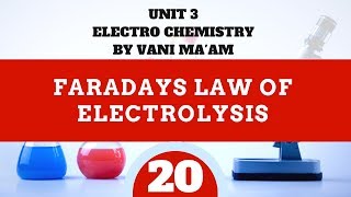 Faradays Law of Electrolysis part 20 electro chemistry  CBSE  class 12 tricks Vani maam [upl. by Leroy]