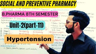 HypertensionSocial and preventive pharmacyUnit2part11 BPharma 8th semester [upl. by Valora]