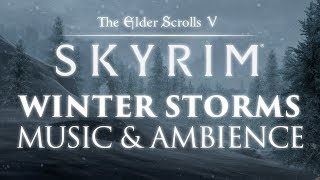 The Elder Scrolls Skyrim  Winter Storms Music amp Ambience 🎧 12 Peaceful Scenes [upl. by Arrol234]