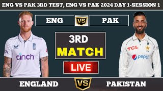 England vs Pakistan 3rd TEST ENG vs PAK 2024 Match Live Cricket Match Today  ENG vs PAK Live 3 [upl. by Anauqahc306]