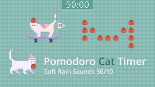 Pomodoro Cat Timer 5010  Focus mode 🔥📚🖊  Animation x Soft rain sounds ♡ [upl. by Eerized]