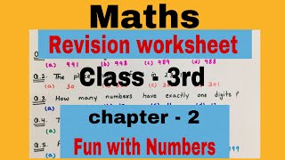 Maths worksheet class 3rd  Chapter  2  Fun with Numbers [upl. by Asserat962]