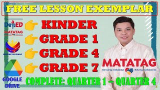 MATATAG CURRICULUM FREE LESSON EXEMPLAR ALL SUBJECTS KINDER GRADE 1 4 amp 7 ALL QUARTERS 14 [upl. by Hashum350]