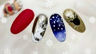 4 EASY WINTER NAIL IDEAS  NAIL ART  Zimowe  Świąteczne wzory na paznokcie [upl. by Hafirahs]