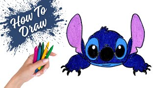 How to draw Stitch easy kidskrantiart [upl. by Bourgeois822]