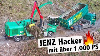 JENZ Hacker mit über 1000 PS 🔥 CAT C18 mit 776 PS  JENZ HEM 821 DQ Cobra hybrid  Lener Hackgut [upl. by Ennyleuqcaj]