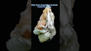 Shiny Green Apophyllite amp Scolecite on Stilbite – Natural Mineral for Reiki and Energy Healing 82 [upl. by Ainnet]