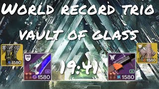 Destiny 2  Trio Vault of Glass Speedrun World Record 1941 [upl. by Becky242]