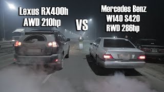 ОТМОРОЖЕННЫЕ И БЕЗУМНЫЕ ГОНЩИКИ 2019г LEXUS RX400H VS MB W140 S420 и НЕПОБЕДИМЫЙ CROWN ATHLETE [upl. by Marijn]