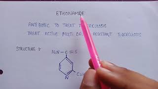 Ethionamide anti tubercular drugs  structure of ethionamide  mechanism of action of ethionamide [upl. by Starlin]