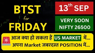 BTST for tomorrow  BTST for 13 September 2024  Tomorrows market GAP UP or GAP DOWN [upl. by Ecined504]