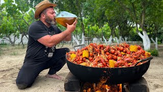 I Cooked Live Crayfish in a Cauldron over a Fire The Best Beer Snack [upl. by Rahcir]