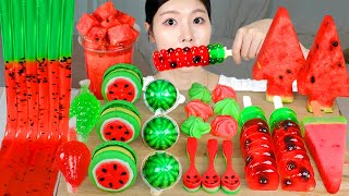 ASMR MUKBANG 수박 디저트 아이스크림 먹는 숟가락 마카롱 국수 젤리 먹방 amp 레시피 WATERMELON DESSERT ICE CREAM MACARONS EATING [upl. by Nerwal]