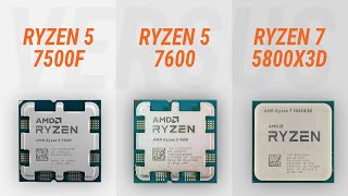 Ryzen 5 7500F vs Ryzen 5 7600 vs Ryzen 7 5800X3D w RTX 4090 Test in 7 games [upl. by Kellby]