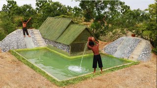 Full Build Most Creative Beauteous Bamboo House Waterslide With Inground Pool By Primitive Skill [upl. by Ot]