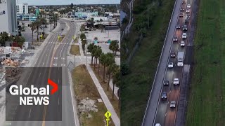 Hurricane Milton Drone shows empty streets evacuations as Florida braces for monster storm [upl. by Aliemaj714]