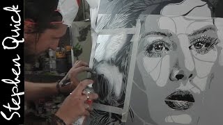 STENCIL SPRAY PAINTING  MultiLayer Portrait  Stephen Quick [upl. by Bridge]