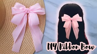 DIY Hair Bows out of Ribbon Wide 25cm  How to Make Long Tails Bow with Grosgrain Ribbon [upl. by Featherstone762]