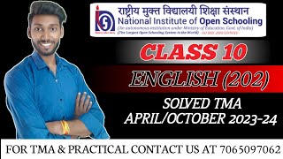 NIOS Class 10 English 202 Solved TMA 2023  NIOS Class 10 English TMA  NIOS 202324 Solved TMA [upl. by Onairda562]