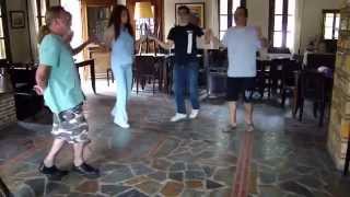 A class in traditional Greek dancing at Restaurant Panselinos Alonissos Island [upl. by Alleciram]