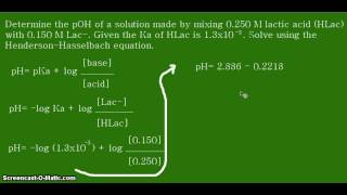 Buffer Problem pOH of a buffer solution with the HendersonHasselbach equation [upl. by Ahsena758]